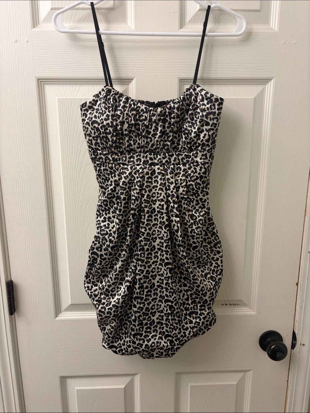Ruby Rox Black and Cream Leopard Print Spaghetti Strap Dress
